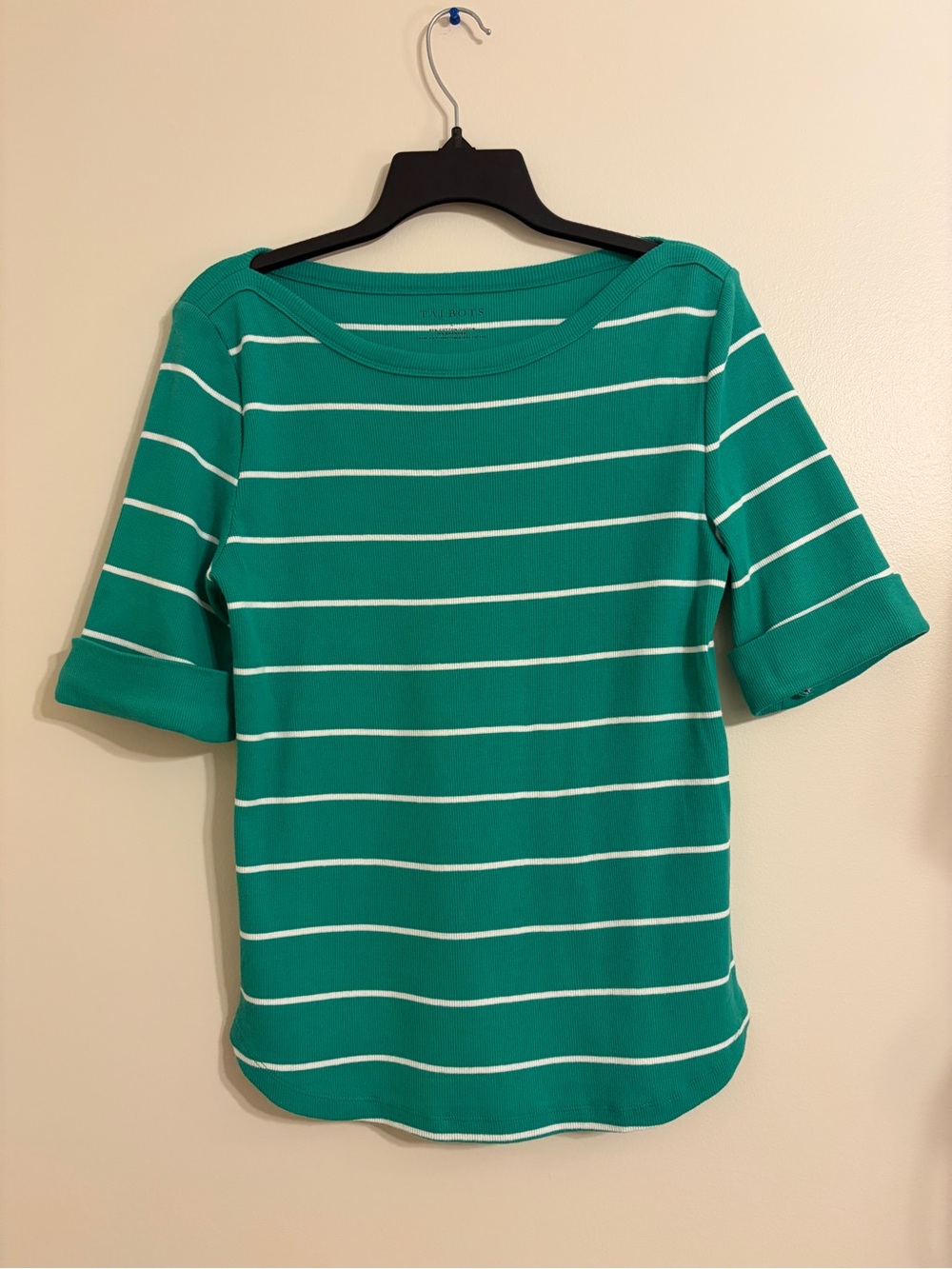 Talbots | Green Striped Knit Top - Classic Crewneck size L